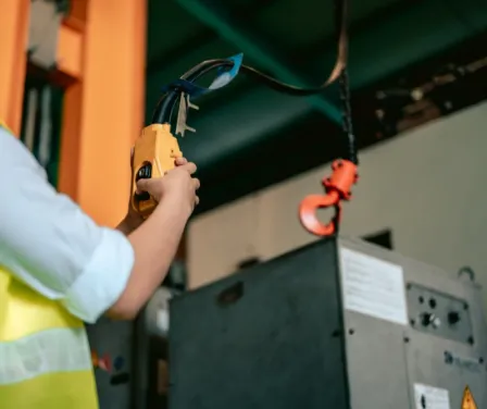 Crane moving industrial battery