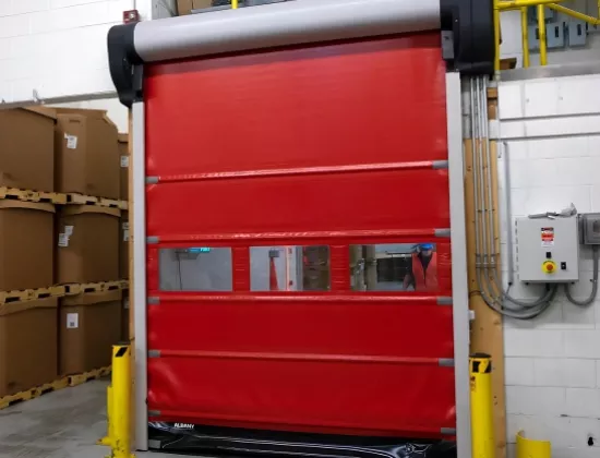 High speed door in cold storage warehouse.