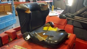 damaged forklift operator seat