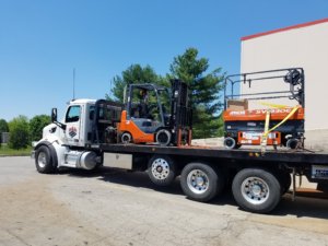 transporting a forklift
