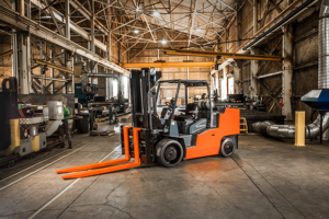 high capacity forklift in a manufacturing facility