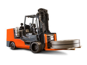 A high capacity forklift moving large material