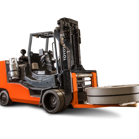 A high capacity forklift moving large material